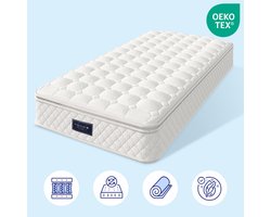 7-Zone Pocketvering Matras met Kaltschaum - Oeko-Tex Gecertificeerd - H3 (Medium-Firm) - 90x200 cm - 25 cm Dikte - 100 Nachten Proefslapen
