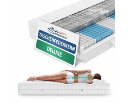 AM Qualitätsmatratzen 3D Deluxe pocketveringmatras 140 x 200 cm H3 24cm - Made in Germany & OEKO TEX-gecertificeerd - Orthopedisch matras met Lyocell-hoes - 7-zone pocketveringmatras