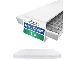 AM Qualitätsmatratzen - Bonellvering matras 90x200cm - Gemiddeld (H3) / Stevig (H4) - 19cm hoogte - Made in Germany - Hoogwaardige tijk van dubbelgewatteerde stof met vochtabsorberende vezels