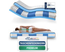 AM Qualitätsmatratzen - Hoogwaardig 7-Zone Pocketveringmatras 120x220 cm (H4) - 24 cm - Stevig - Pocketvering Matras 120 x 220 - TENCEL Lyocell tijk - Orthopedische matras