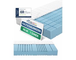 AM Qualitätsmatratzen Premium 7 zones koudschuimmatras 140x200 H4 Made in Germany OEKO TEX gecertificeerde koudschuimmatras 140x200 19 cm hoog Orthopedische matras 140x200 cm
