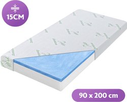 Densi HR -Matras - 90x200 cm - 15cm dik - Koudschuim / traagschuim - Afritsbare Bamboehoes