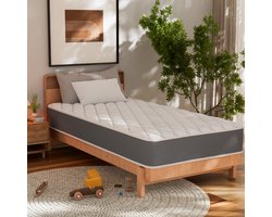 EARTHYHOME - Pocketveermatras 90x200cm - Pocketveringmatras - 25cm Dik - Eenpersoonsmatrassen - 7-zone Ondersteuning - 8-laags gelaagde stof.