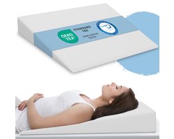 ELONEO Bed Wigkussen Steunkussen - 90x100 cm, Visco Mineraal Schuim, Orthopedisch Rugsteunkussen, Anti Reflux Kussen voor Bed