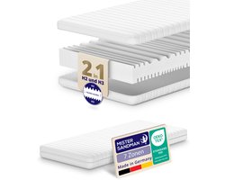 Koudschuim Matras - 90x200 - 7 zones - 15 cm hoog - Wasbare hoes & Allergievriendelijk - Gemiddeld