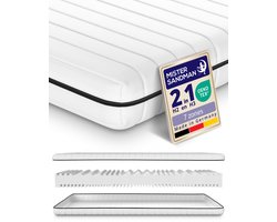 Matras 90 x 200 cm - Hoogte ca. 15 cm - Ergonomische matras - Koudschuimmatras met 7 zones - Matras 90x200 eenpersoons - Ademende matrassen - Matras gemiddeld