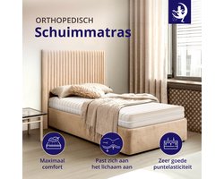 Matras - 90x200 - koudschuim - premium tijk - Ademend & hypoallergeen - 15 cm hoog – Gemiddeld