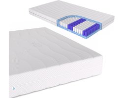 Nobel bedden 90x200x21 HR 45 Pocketvering matras - Wit - Bamboe 90x200x21