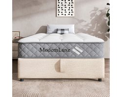 Orthopedisch koudschuim matras 90x200 cm, matras met 7-zones pocketveren kern, stevigheidsgraad H3 (medium stevig) – OEKO-TEX® gecertificeerd, 20 cm hoogte, 4 handgrepen + vacuüm verpakt