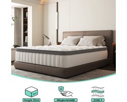 Saikefy Matras 80x200 cm - 25cm - Pocketvering Matras - 7-Zones - Orthopedisch - Afritsbaar en wasbaar hoeslaken - Anti-Allergie - Traagschuim - Gemiddelde Stevigheid
