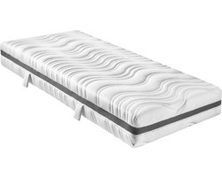 sleepling 100 x 200 cm pocketveringmatras Comfort 130 | matras met hardheidsgraad 2 | koudschuim topper | 7 zones | Made in EU | afneembare hoes van polyester, wasbaar op 60 graden | 100 x 200 x 18 cm | wit