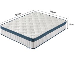 Tribesigns Matras - Matras 90x140 - 25cm dik - Binnenveringmatras met Gel-Traagschuim - met Oeko TEX Certificaat - 7 Zone Orthopedisch Matras - Pocketveringmatras Gemiddelde Hardheid H3