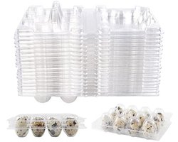 12 roosters eierdoosjes voor kleine eieren - Karton en kunststof eierhouder met deksel