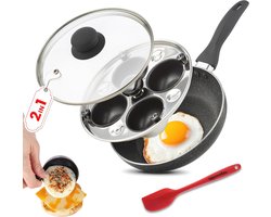 2-in-1 eierpan en gepocheerde eiermaker met antiaanbaklaag en deksel