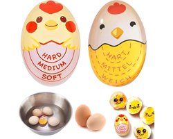 2 x Eiertimer voor Koken - Hard/Medium/Zacht - Gekookte Eieren Timer voor Water - Eivariatie op Basis van Temperatuur - Modern