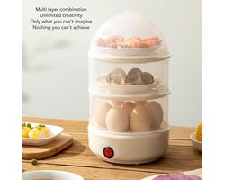 3-laags Eierkoker, Multifunctionele Elektrische Eierkoker voor Het Koken van Eieren, Stomen van Eieren, met Enkele Toetsbediening, Compacte ABS-materiaal Eierenstomer voor