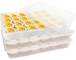 3-Pack Eierdozen met Deksel voor 72 Eieren - Houders voor Gekookte en Gevulde Eieren