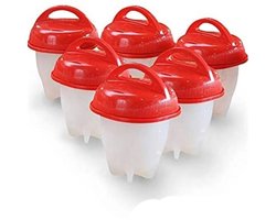 6-delige siliconen eierkoker, eierdopje, eierstoommandje, antiaanbaklaag