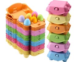 6 Stuks Kleurrijke Eierendozen - Herbruikbare Eierhouder van Natuurlijke Pulp - Geschikt voor 6 Eieren - Paasei Opbergbox - Eiercontainer in 6 Levendige Kleuren - Milieuvriendelijk en Veilig voor Eieren