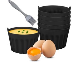 6 Stuks Siliconen Eierstropers voor Airfryer, Magnetron en Oven - Anti-Aanbak Vormpjes