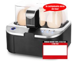 Aura® Eierkoker electrisch - Eierkoker - Eierkoker met timer-Zilver - 19cm x 18cm x 15cm