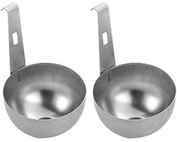 Daity Hangende gepocheerde eierkoker van roestvrij staal, 2 gepocheerde eierdopjes voor eenvoudig koken, gepocheerde eierpot