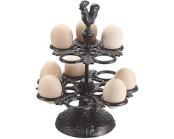 Dubbel Laags Gietijzeren Eierrek - Decoratieve Houder voor Keuken