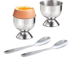 Eierdopset met Lepels voor Zacht Gekookte Eieren - Perfect voor Ontbijt en Desserts