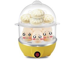 Eierkoker - 1 stuk - Geel - eierkoker electrisch - eierwekker - eierkoker met timer - Eierstoomer - 350 watt - Capaciteit 14 eieren - Dubbele laag lazy egg cooker - Met automatische uitschakelfunctie - Multifunctioneel - Verwarmen van melk/voedsel