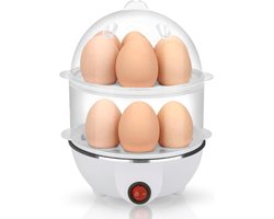 Eierkoker - 1 stuk - Wit - eierkoker electrisch - eierwekker - eierkoker met timer - Eierstoomer - 350 watt - Capaciteit 14 eieren - Dubbele laag lazy egg cooker - Met automatische uitschakelfunctie - Multifunctioneel - Verwarmen van melk/voedsel