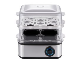 Eierkoker - Ei Koker - Eierkokers - Eierkoker Elektrisch - Slimme eierkoker - Multifunctionele Eierkoker voor - Lade Gepocheerde Eieren - 500 W Zwart Roestvrij Staal - Kerstcadeau - Kerstversiering