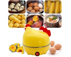 Eierkoker - eierkoker electrisch - eierkoker 7 eieren - Vorm van een kuiken - Elektrische eierkoker - Kan hardgekookte, zachtgekookte en zachtgekookte eieren koken - automatische uitschakeling - mini-ontbijtapparaat, keukenhulpmiddel（Geel）