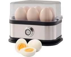 Eierkoker - Eierkoker Elektrisch -Gestoomde Eierkoker - Roestvrijstaal - Verstelbare Timer 6 Sleuven - Grote Eierkoker Keukenaccessoire - Perfect voor Hardgekookte Eieren - Omelet Sandwich - Keuken - Reizen - Kamperen- Kerstcadeau -Kerstversiering