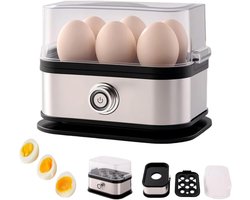 Eierkoker electrisch Slimme Eierkoker - Voor 6 Eieren - Met Automatische Uitschakeling - Multifunctioneel Snelkoken - Ondersteunt Hard/Medium/Zachtgekookte Eieren - Knopgestuurd Bediening
