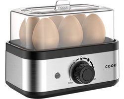 Eierkoker Elektrisch - Roestvrijstaal- Instelbare Timer - Plek voor 6 eieren -