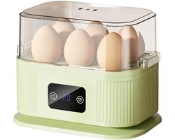 Eierkoker - Mini Draagbare Eierkoker Eierstoompan voor Thuisgebruik - Snel Elektrisch Koken voor tot 6 Eieren - Compact Ontbijt Apparaat voor Dagelijks Gebruik - Groene Kleur