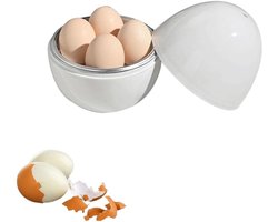 Eierkoker - Snelkookpan - met 4 eieren - Snelle magnetron-eierkoker - Eierstoompan - Kooktijd van 9 minuten - Gebruiksvriendelijke magnetron-eierpocheerder - Geschikt voor hard en middelhard gekookte eieren - Wit