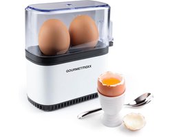 Eierkoker voor 2 eieren - Compacte eierboiler met eierprikker en 3 hardheidsgraden
