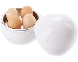 Eierkoker voor 4 Eieren - Magnetron Stropers Gekookt - Hard Zacht Gekookt - Stoomboot Snelle Ei Koken - Vaatwasmachinebestendig - Wit Eierkoker