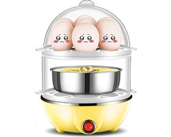 Elektrische Eierkoker - 350W - 2 Lagen - 14 Ei Capaciteit - Snelle Automatische Uitschakeling - Hardgekookte Eieren - EierkokersSpeciale Apparaten - Gele dubbele laag