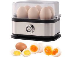 Elektrische Eierkoker - 6 Eieren Capaciteit - Voor Zacht, Medium en Hard Gekookte Eieren - RVS met Automatische Uitschakeling - BPA-vrij - 1 Stuk