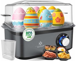 Elektrische eierkoker voor 1 tot 8 eieren met warmhoudfunctie en regelbare hardheid, vaatwasmachinebestendig