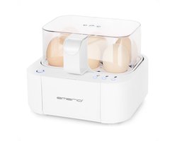 Emerio Smart Eierkoker Elektrisch - Voor 6 Eieren - 400W - Hard, zacht en medium gekookt tegelijk - Inclusief Maatbeker - EB-115560.14 - Eierkoker Wit
