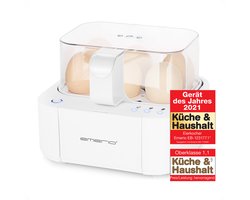 Emerio Smart Eierkoker Elektrisch - Voor 6 Eieren - 400W - Spraakmeldingen - Hard, zacht en medium gekookt tegelijk - Inclusief Maatbeker - EB-115560.14 - Eierkoker Wit