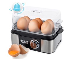 GoodForce Automatische Eierkoker - Met Timer - Met Alarm - 6 Eieren - Elektrisch - Incl. Maatbeker - Incl. eiprikker - RVS - Vaatwasserbestendig