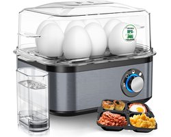 GTB® Eierkoker electrisch - Eierkoker - Eierkoker met timer - Zilver - ‎21cm x 15cm x 17cm