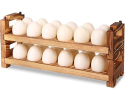 Houten Eierhouder voor 24 Eieren - Stapelbare Keukenorganizer en Decoratie