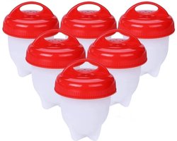 IBBO® - Originele Siliconen Egglettes - Eierkoker - 6 stuks - Eieren koken zonder schaal - Eggies - Met Egglet Houder