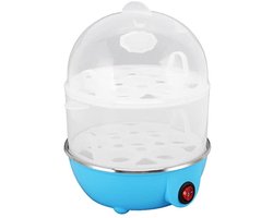 KARZO - Pp eierkoker voor zelfgemaakte eieren, roestvrij staal, 350 W, 2 lagen, 14 eierdelen, automatische uitschakeling, eierkoker, met beker