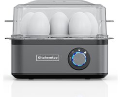 KitchenApp Eierkoker elektrisch - Geschikt voor 8 eieren - Met timer - Inclusief maatbekertje - Zilvergrijs